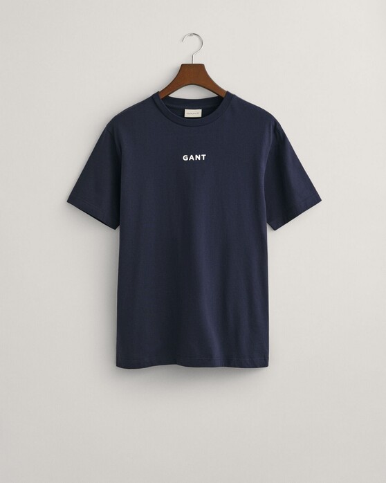 Gant Uni Color Small Logo Contrast Crew Neck T-Shirt Evening Blue