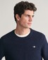 Gant Uni Color Structured Organic Cotton Crew Neck Trui Avond Blauw