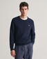 Gant Uni Color Structured Organic Cotton Crew Neck Trui Avond Blauw