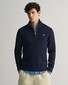 Gant Uni Color Structured Organic Cotton Half Zip Pullover Evening Blue