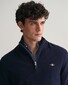 Gant Uni Color Structured Organic Cotton Half Zip Pullover Evening Blue