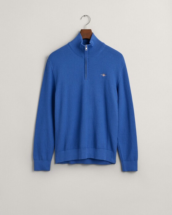 Gant Uni Color Structured Organic Cotton Half Zip Trui Rich Blue