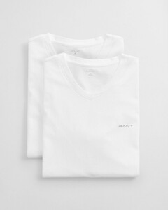 Gant Uni Cotton V-Neck 2Pack T-Shirt Wit