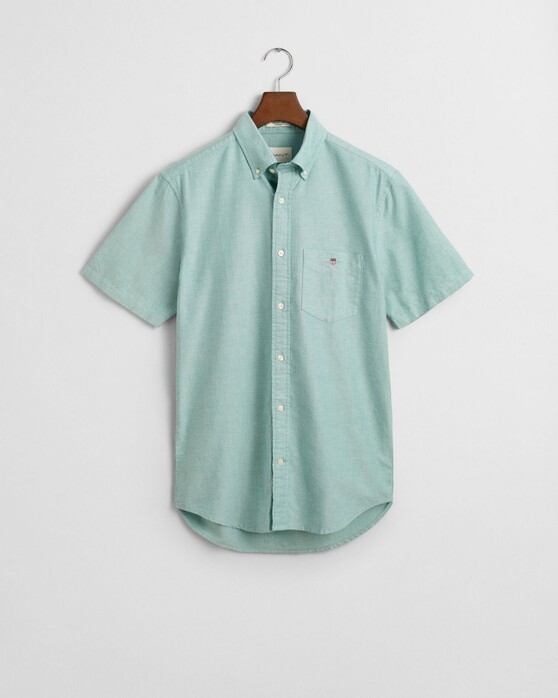 Gant Uni Oxford Button Down Short Sleeve Overhemd Diep Groen