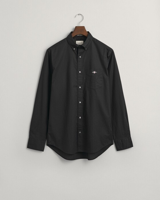 Gant Uni Poplin Button Down Overhemd Zwart