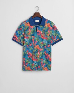 Gant Vibrant Floral Tropical Pattern Polo Deep Cobalt