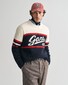 Gant Vintage-Inspired Jacquard Graphic Crew Neck Pullover Evening Blue