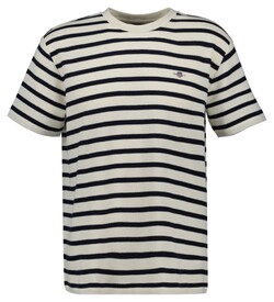 Gant Waffle Texture Stripe Short Sleeve T-Shirt Cream