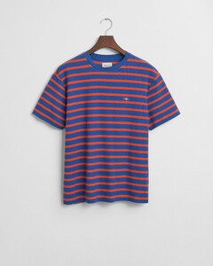 Gant Waffle Texture Stripe Short Sleeve T-Shirt Rich Blue
