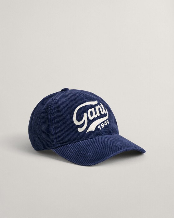 Gant Washed Corduroy Logo Embroidery Cap Rich Navy