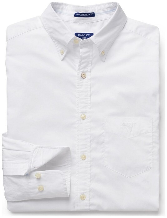 Gant Washed Pinpoint Oxford Overhemd Wit