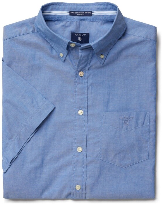 Gant Washed Pinpoint Short Sleeve Overhemd Nautical Blue
