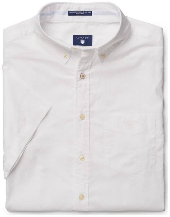 Gant Washed Pinpoint Short Sleeve Shirt White