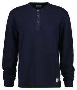Gant Washed Waffle Texture Henley Long Sleeve T-Shirt Evening Blue