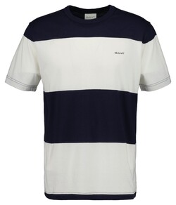 Gant Wide Bar Stripe Short Sleeve Crew Neck T-Shirt Avond Blauw