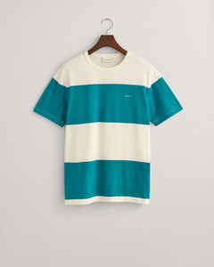 Gant Wide Bar Stripe Short Sleeve Crew Neck T-Shirt Ocean Turquoise