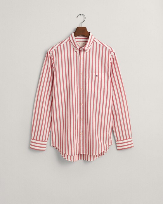 Gant Wide Poplin Stripe Shield Logo Embroidery Shirt Ruby Red