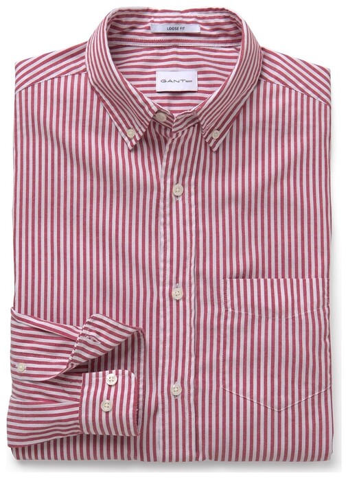 Gant Windblown Oxford Barstripe Shirt Crimson Red