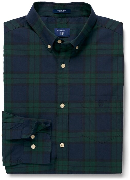 Gant Winter Twill Check Overhemd Groen