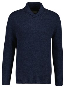 Gant Wool Blend Mouliné Shawl Collar Trui Dark Navy Melange