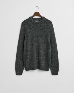 Gant Wool Blend Neps Crew Neck Trui Antraciet