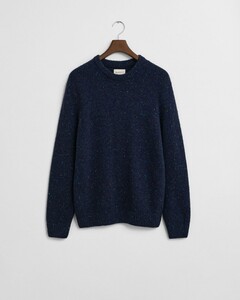 Gant Wool Blend Neps Crew Neck Trui Avond Blauw