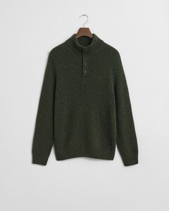 Gant Wool Blend Neps Half Buttoned Pullover Country Green