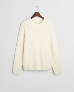 Gant Wool Bouclé Crew Neck Trui Cream