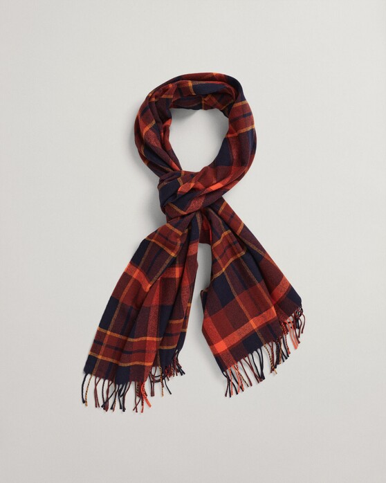 Gant Wool Check Scarf Red Spice
