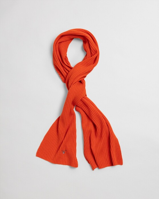 Gant Wool Knit Scarf Dark Orange