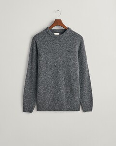 Gant Wool Neps Ronde Hals Lamswol Mix Trui Antraciet Melange