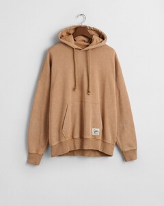 Gant Workwear Hoodie Garment Washed Kangaroo Pocket Pullover Caramel Beige