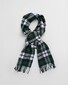 Gant Woven Herringbone Check Merino Wool Scarf Tartan Green