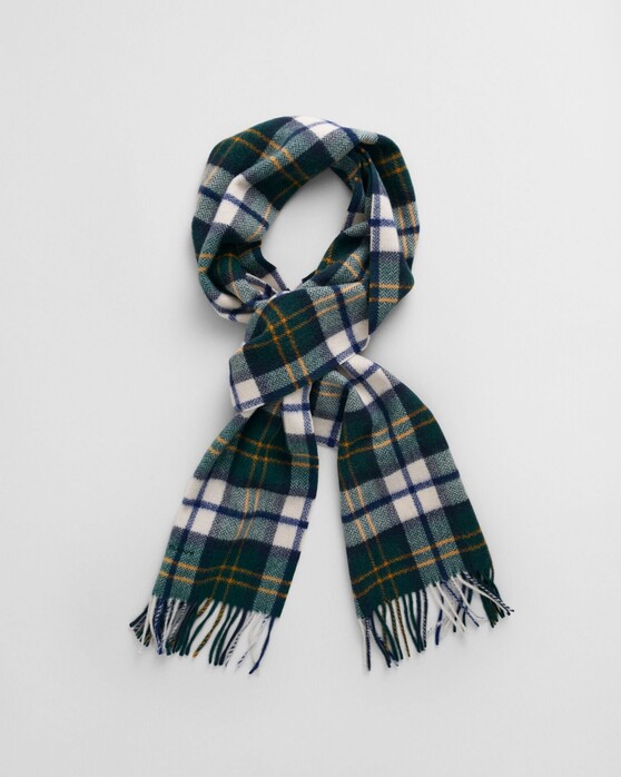 Gant Woven Herringbone Check Merino Wool Sjaal Tartan Green