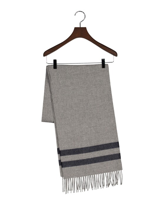 Gant Woven Striped Merino Wool Scarf Grey Melange