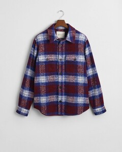 Gant Yarn Dyed Checked Wool Blend Overshirt College Blue