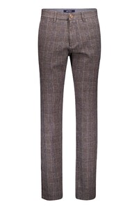Gardeur Bono Cotton Linnen Blend Check Pattern Cool To The Touch Broek Bruin