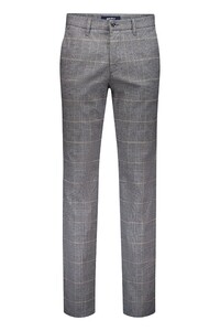 Gardeur Bono Wool Look Cotton Blend Check Soft Touch Broek Licht Grijs