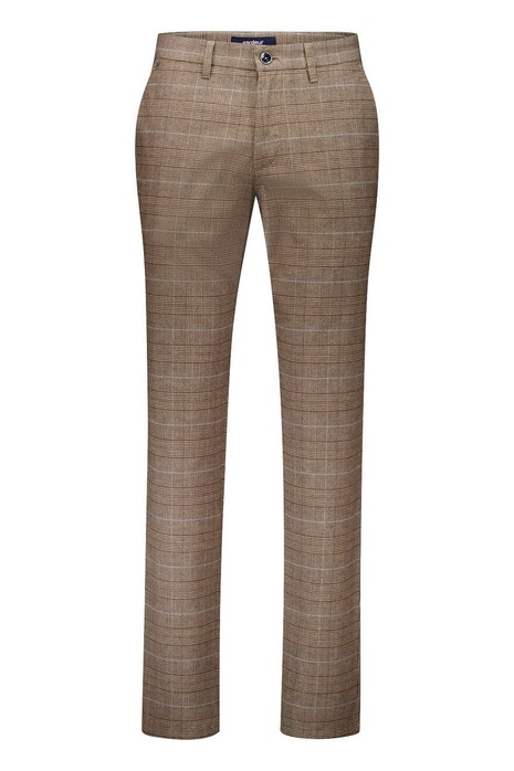 Gardeur Bono Wool Look Cotton Blend Check Soft Touch Broek Zand