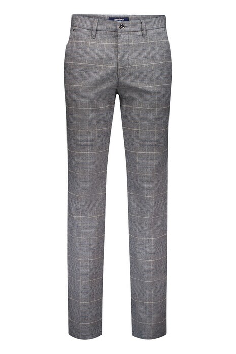 Gardeur Bono Wool Look Cotton Blend Check Soft Touch Pants Light Grey