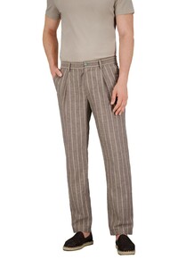 Gardeur Noto Lightweight Summerly Touch Linnen Stripe Broek Licht Bruin