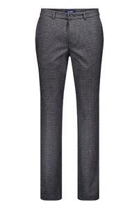 Gardeur Sonny Slim Flat-Front Fine Check Pants Asphalt