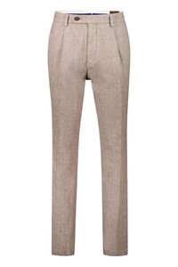 Gardeur Tolino Criss-Cross Texture Cotton Linnen Blend Broek Licht Bruin