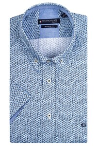 Giordano Abstract Circle Pattern League Button Down Cotton Satin Overhemd Licht Blauw-Navy