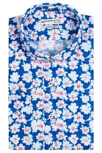 Giordano Abstract Flowers Cutaway Collar Overhemd Blauw-Rood