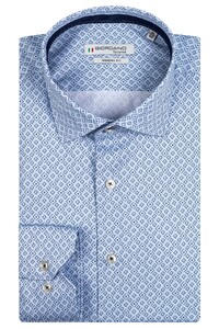 Giordano Abstract Squares Maggiore Semi Cutaway Overhemd Blauw