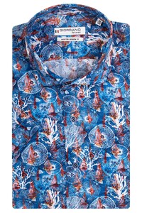 Giordano Allover Sea Life Pattern Overhemd Turquoise-Brown