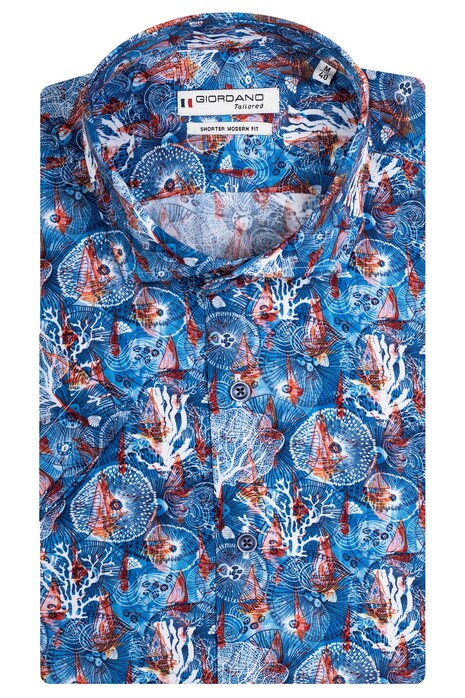 Giordano Allover Sea Life Pattern Shirt Turquoise-Brown