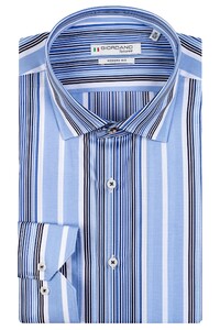 Giordano Alternating Width Stripes Maggiore Semi Cutaway Shirt Blue