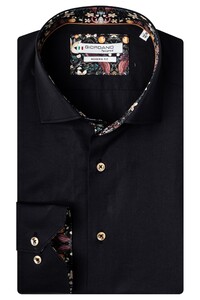 Giordano Baggio Cutaway Luxury Fine Twill Contrast Shirt Black